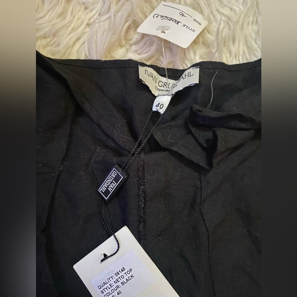 Ivan Grundahl black linen asymmetric top blouse shirt open neck 40 M Copenhagen - Picture 7 of 9